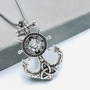 Vintage Pirate Anchor Pendant Necklace – Retro Unisex Fashion Jewelry for Men and Women