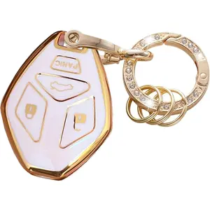 for Mitsubishi Key Fob Shell Keyless Remote Key with Keychain Fit for Mitsubishi Eclipse / Galant / Lancer (4 Buttons Pink)