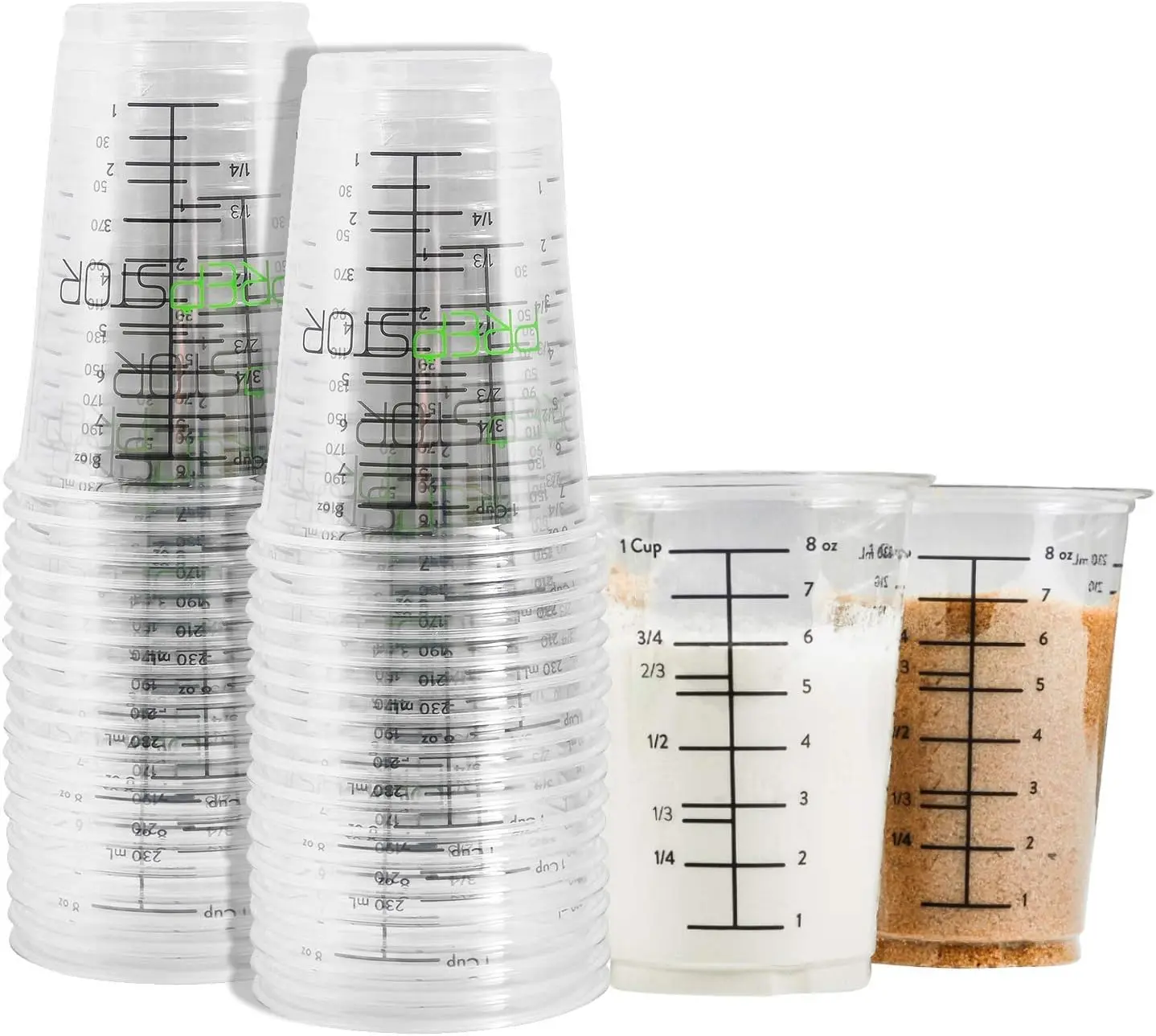 Disposable Measuring Cups for  - Pack of 20 8oz Clear Plastic Measuring Cup for Epoxy , Stain, Paint Mixing - Half Pint Reusable Multipurpose Mixing Cups for Cooking and Baking
