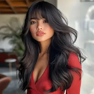 SMILCO/24-inch | Cool  Brown | Curly Hair with hair bangs | SM7642