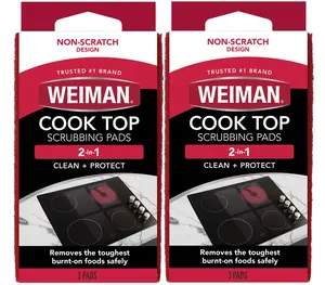 Cook Top Scrubbing Pads, 3 Count, 2 Pack Cuts Through the Toughest Stains - Scrubbing Pads Carefully Wipe Away Residue