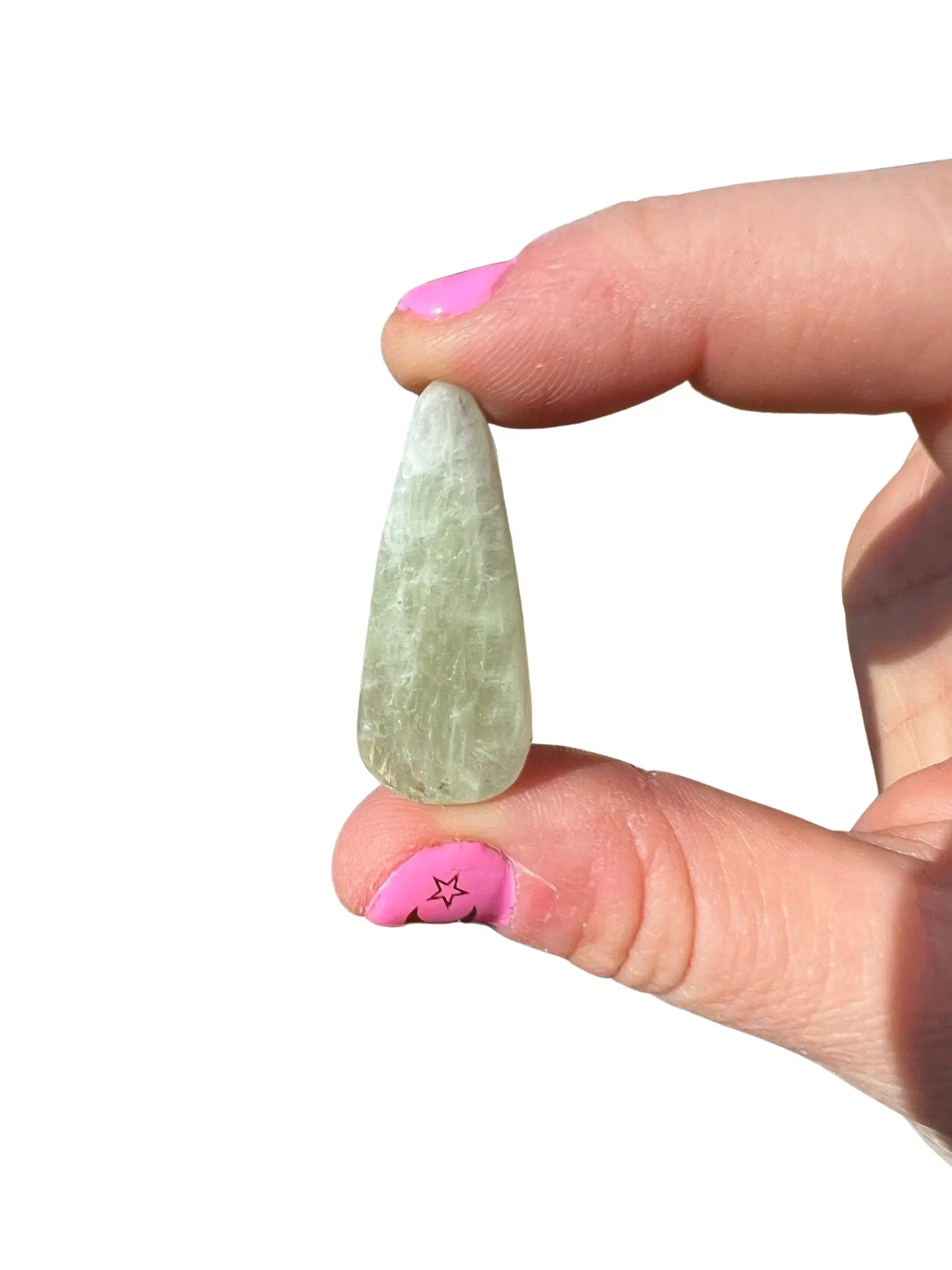 New Moon Beginnings Hiddenite Tumbled Stone - Grade AA, Natural Green Color, Simple Design, Quality Craftsmanship