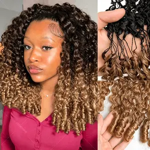 【20 Inch Only $59】VIPbeauty Curly 4/27 Crochet Human Hair 60g Knotless Pre-Separated Feather Burmese Curly Human Crochet Hair 3C4A Lightweight Reusable Remy Hair Extensions for Women Natural Black Color