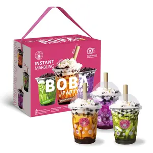 O's Bubble Instant Boba Tea Party Kit - 6 Servings, 3 Flavors of Boba Pack, Real Boba Tea and Ambient Storage, Party Time Drinks