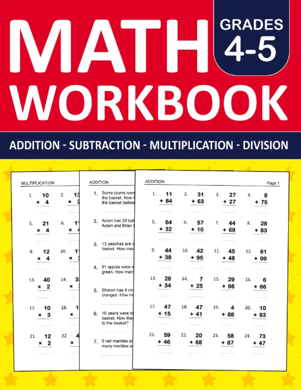 Math Workbook Grades 4 & 5 Addition,Subtraction,Multiplication,and Division Exercises: 3rd Grade and 4th Grade Math Practice Workbook