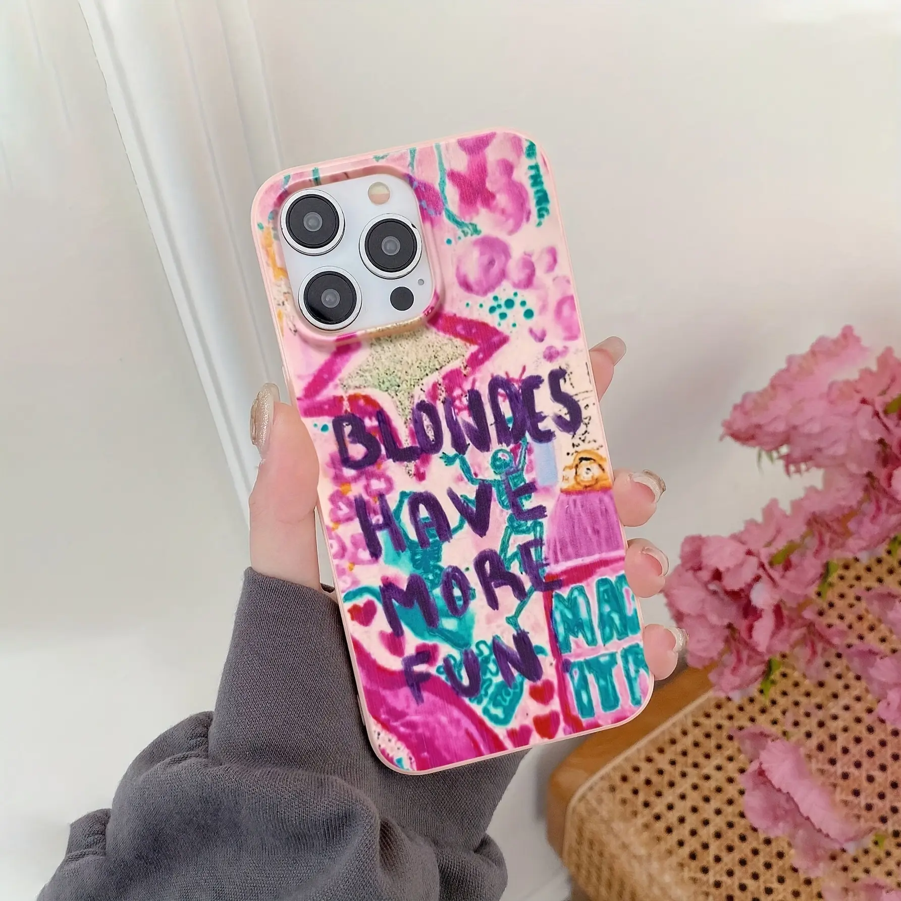 Liquid Silicone Anti-Shock Protective Phone Case Cover, Graffiti Design, Soft TPU Cover, Compatible with iPhone 15 Series & More, Perfect Gift for Loved Ones