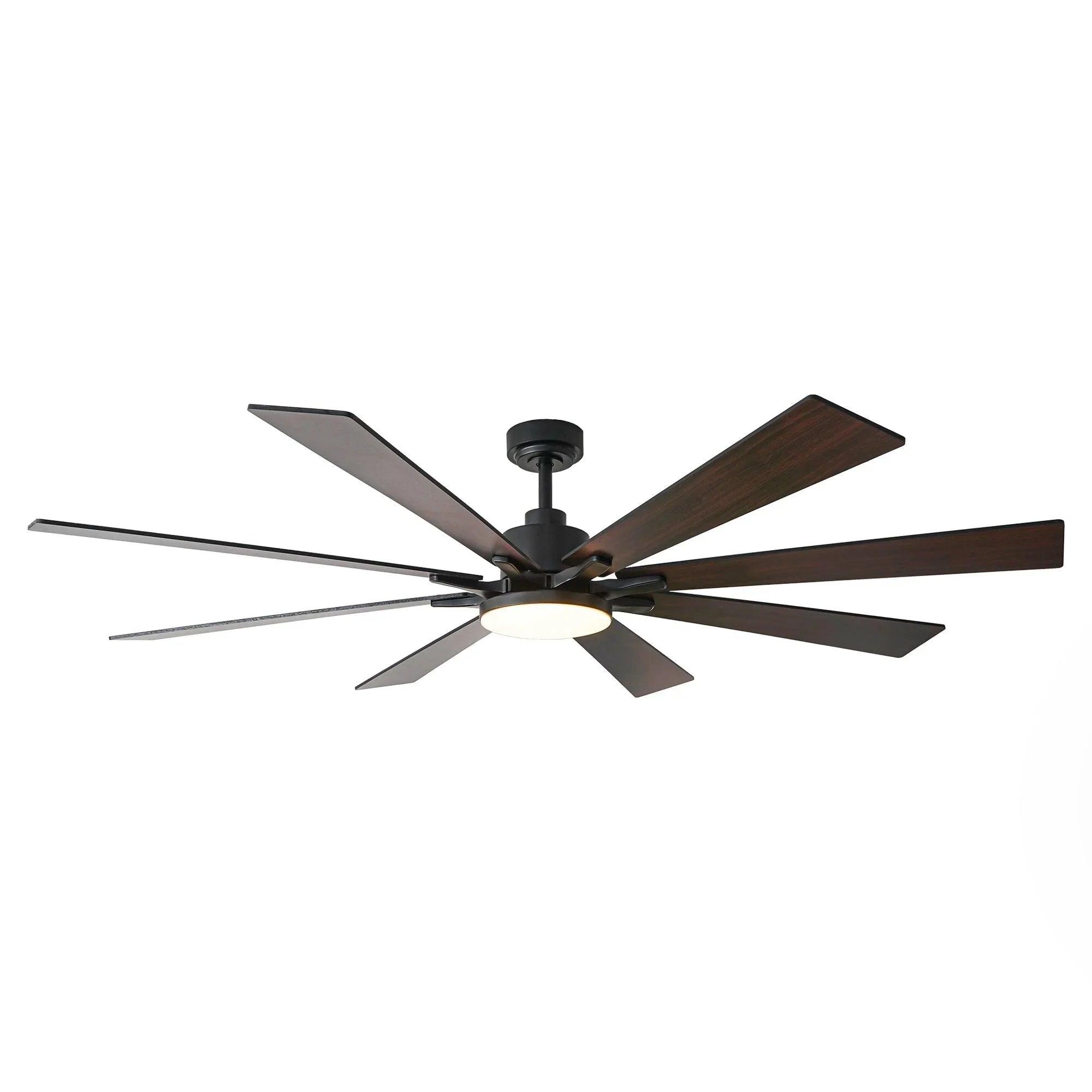 Elbe 72 Inch Modern Downrod Mount Ceiling Fan with Dimmable Light & Remote Control for Living Room