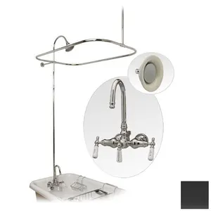 54 Inch Oil Rubbed Bronze Clawfoot Tub Shower Enclosure with Sunflower Shower Head