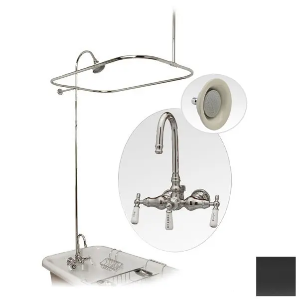 54-Inch Oil Rubbed Bronze Clawfoot Tub Bathroom Shower Enclosure Set with Solid Brass Sunflower Rain Shower Head