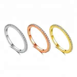 March Birthstone Stacking Ring in Silver Rose Gold & Yellow Gold with Sparkling Stones for March Birthdays Versatile & Stylish Jewelry