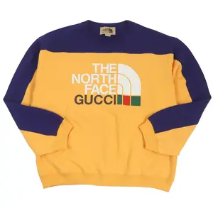 Pre-owned GUCCI Cotton Small Leather Goods Two tone Logo Sweatshirt Navy M