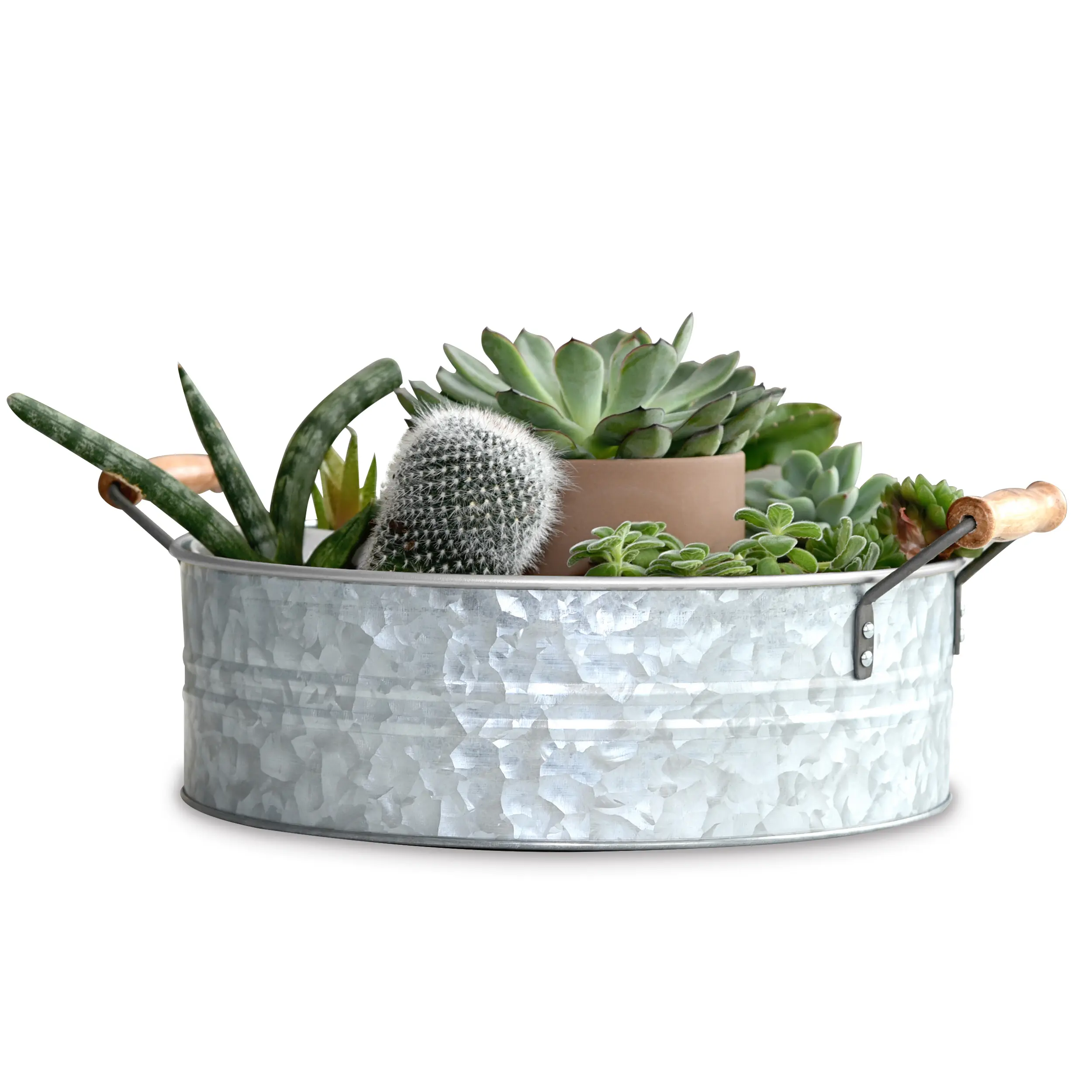OUTSHINE Galvanized Metal Tray for Storage and Farmhouse Decor | Decorative Tray for Coffee Table Decor, Farmhouse Kitchen Decor, Rustic Wedding Decor, Christmas Table Centerpiece, Bathroom Storage Gift Organiser Steel