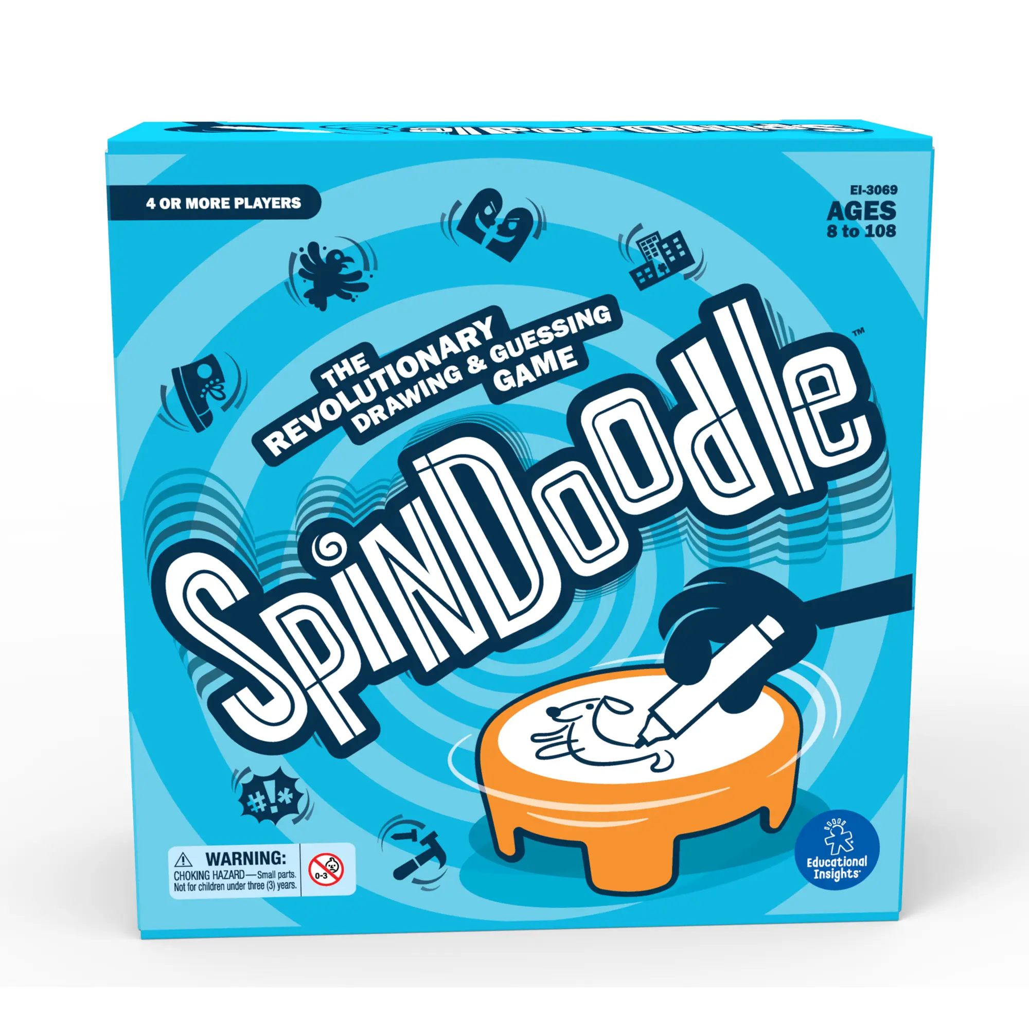 Educational Insights Spindoodle, Drawing Board Game, 4+ Players, 100 Double-Sided Cards, Board Game for Adults and Kids Ages 8+