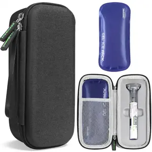 Portable Insulated Cooler Travel Case Fits 2 Zepbound or Mounjaro Injector Pens,travel essentials,Tirzepatide Travel Case TSA Approved with 2PCS Reusable Ice Packs, EVA Medicine Organizer for Daily Use