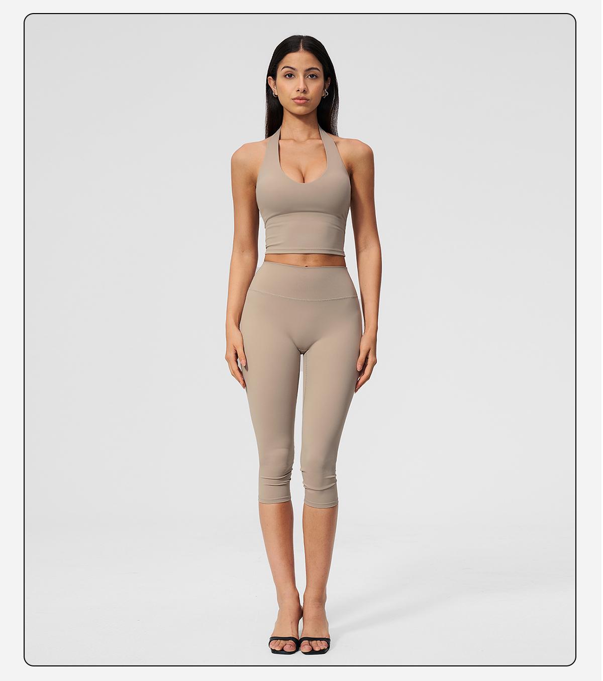 MFVIM Women’s halter V-neck yoga set — high-waisted, thigh-lifting fitness leggings; seamless, quick-dry running two-piece set with a second-skin feel,travel essentials,camping essentials,back to school,back to school haul