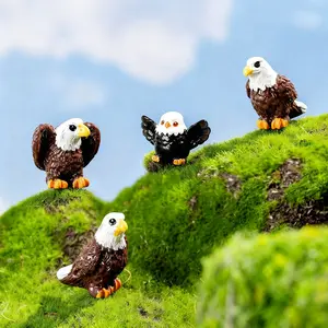 8 Counts Mini Resin Bald Eagle Figurines, Patriotic Bald Eagle Toys for Events, Home & Office Decoration, Cake Topper, Lawn & Garden