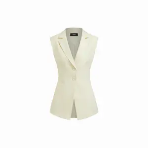 Cider Notch Collar Button Split Belted Blazer Vest