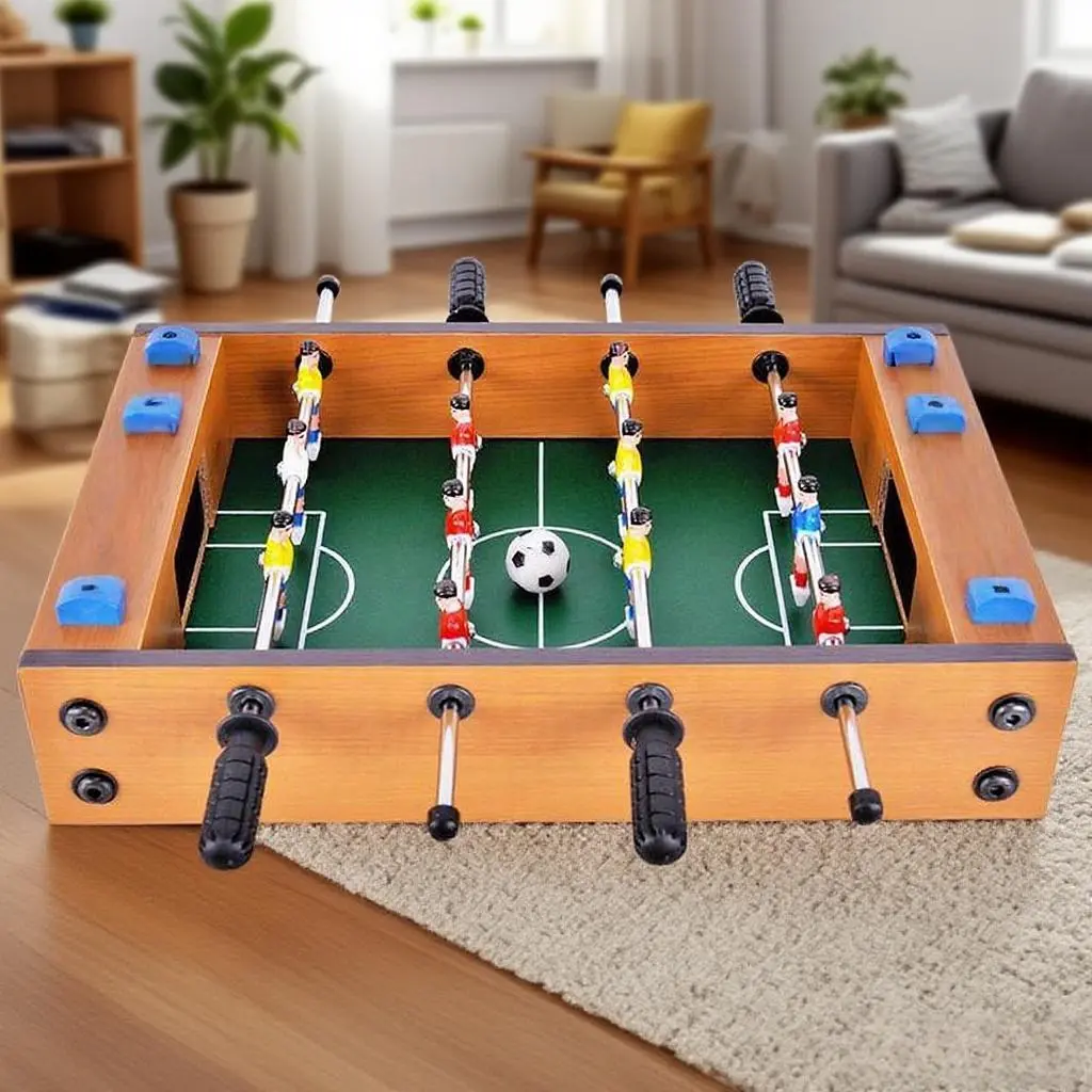 Wooden Foosball Table, 1 Set Mini Table Soccer Game, Interactive Competitive Board Game, Indoor Entertainment Equipment