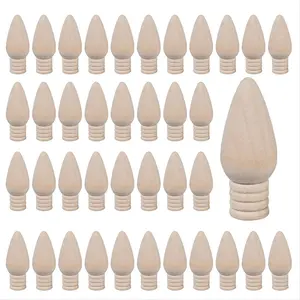 50 Pcs Wooden Christmas Light Bulb Unfinished Wood Ornaments for Crafts and Christmas Trees Supply, 2 Inch High