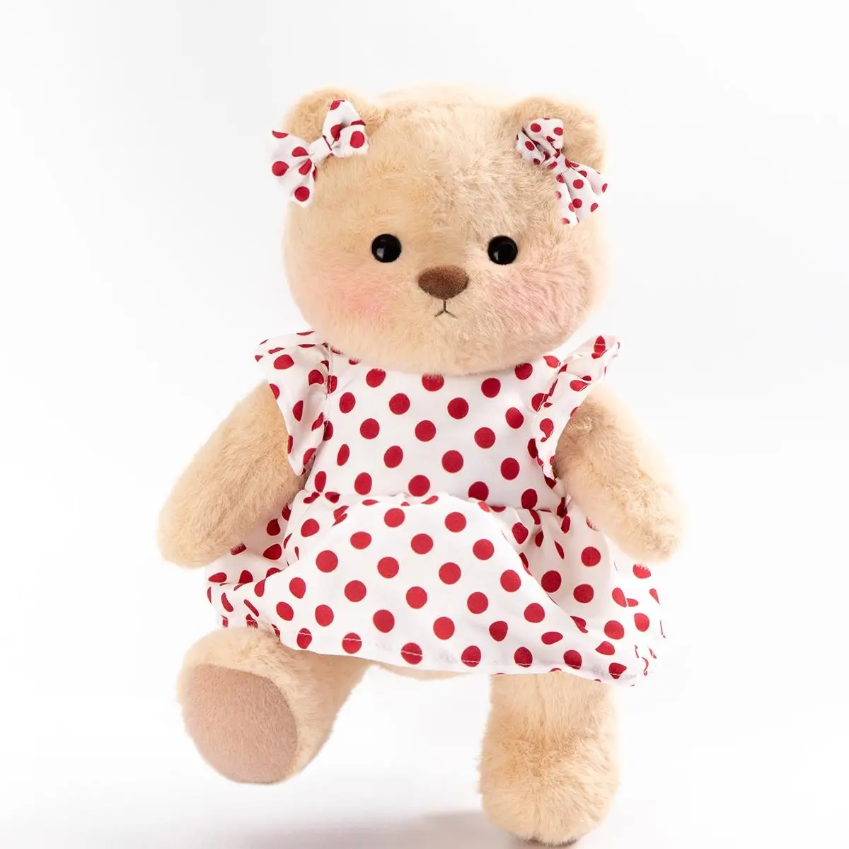Getahug Handmade Jointed Joints Polka Dot Dress Teddy Bear - 12in Collectible Soft Animal, Plush Stuffed Toy, Birthday Gift for Ages 6+, Hand Wash & Dry Care, 30-Day Hassle-Free Returns & Exchanges, Cuddly Stuffed Animals