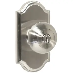 Weslock 01740ININSL23 Aesthetic Impresa Premiere Entry Lock with Adjustable Latch, Full Lip Strike, Satin Nickel Doorknobs, Brass Lock Cylinders, Concealed Installation Screws
