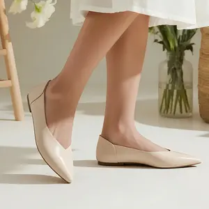 Women's Comfortable Pointed Toe Flats Fashion Solid Color Lightweight Breathable Slip-on Girl Casual Dress Flat Shoes Footwear for Work Office Commuter Daily Wear