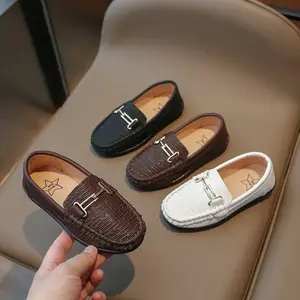 Boys Leather School Loafers! Black White Formal Slip-Ons - Soft Moccasins for Party/Wedding Kids 26-35 | Dressy Non-Slip Footwear #BoysLeatherShoes #FormalKidsFootwear  #BoysFormalWear #ChildrenShoes