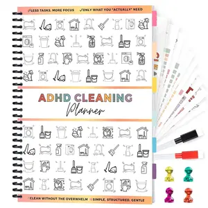 Cleaning Planner, Dry-Erase Sleeve + Paper Pages, Removable Ring Binder, Daily,Weekly,Monthly Plans, Cleaning Schedule and Checklist,  Planner for Adults Women
