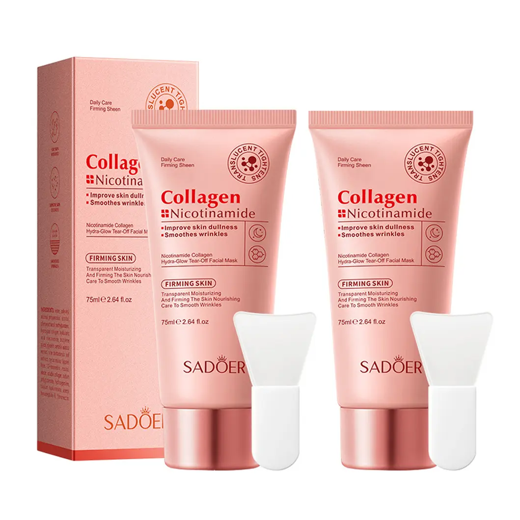 Collagen & Niacinamide Peel Off Face Mask for Daily or Night Care, Firming & Hydrating Facial Mask for Wrinkle Smoothing, Korean Face Masks, Glow Boosting Facial Masks Suite for All Skin Types, 2.64Oz