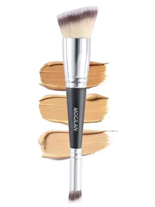 Double-Ended Makeup Brush Angled/Round Foundation Brush & Concealer Brush for Liquid, Cream, Powder, Dual-Sided Face Brush for Blending, Buffing, Contouring, Highlighting