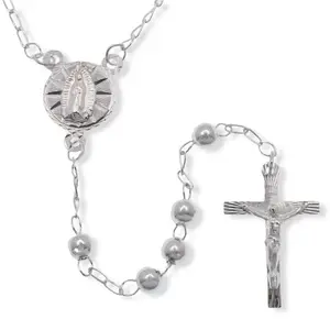 High Polished 925 Sterling Silver Cross Rosary