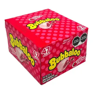 Bubbaloo Strawberry (Fresa) Chewing & Bubble Gum Snacks, 50-Count Display, Refreshing Mint Flavor, Ambient Temperature Storage Compatible