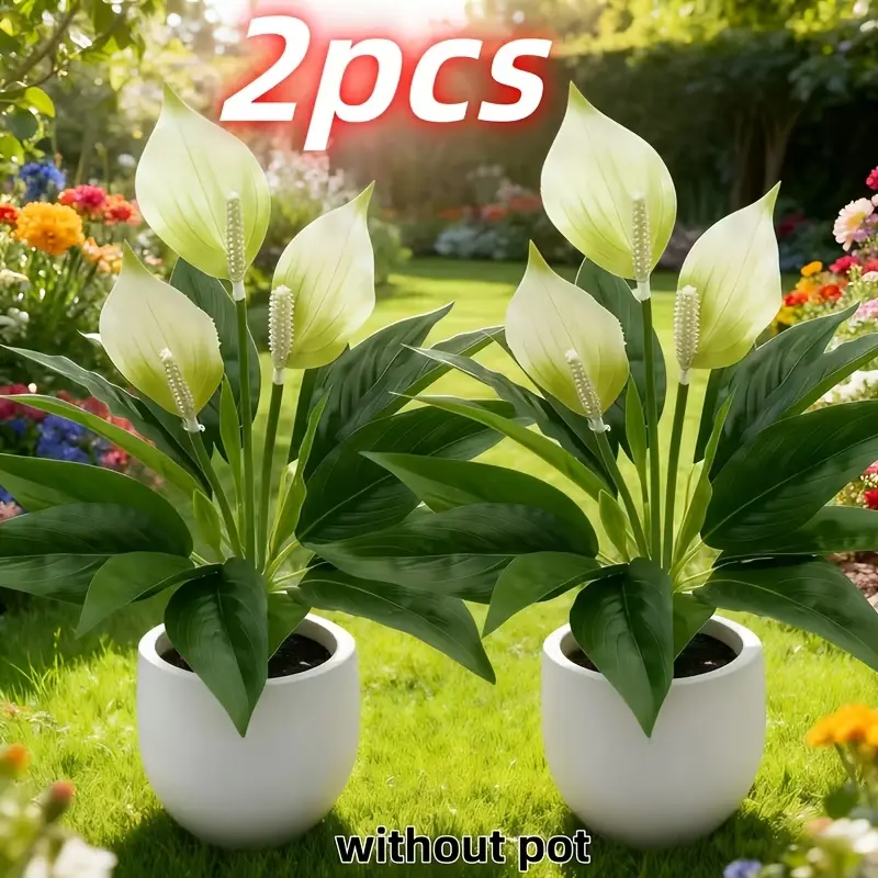 2pcs Artificial Fluffy Flower Plants, Artificial Faux Plants, All-Season Home Office Hotel Decor, Artificial Flower Decoration, Faux Floral Decor, Artificial Flower Set, Ideal for Weddings and Festivals, No Vase Included, Lifelike Artificial Flower
