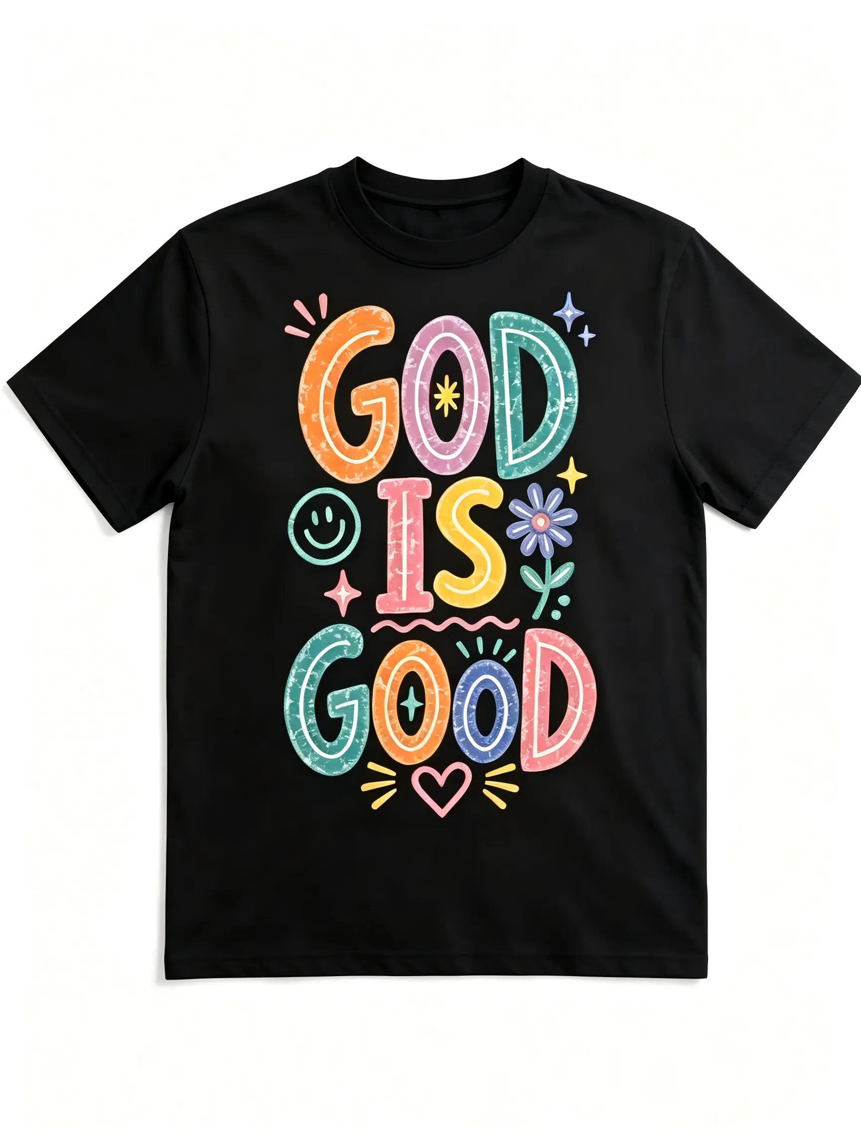 God Is Good Graphic T-Shirt, Unisex Religious Shortsleeve Top in Soft Cotton, Vintage Style Shirt for Everyday Wear