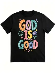God Is Good Graphic T-Shirt, Unisex Religious Shortsleeve Top in Soft Cotton, Vintage Style Shirt for Everyday Wear
