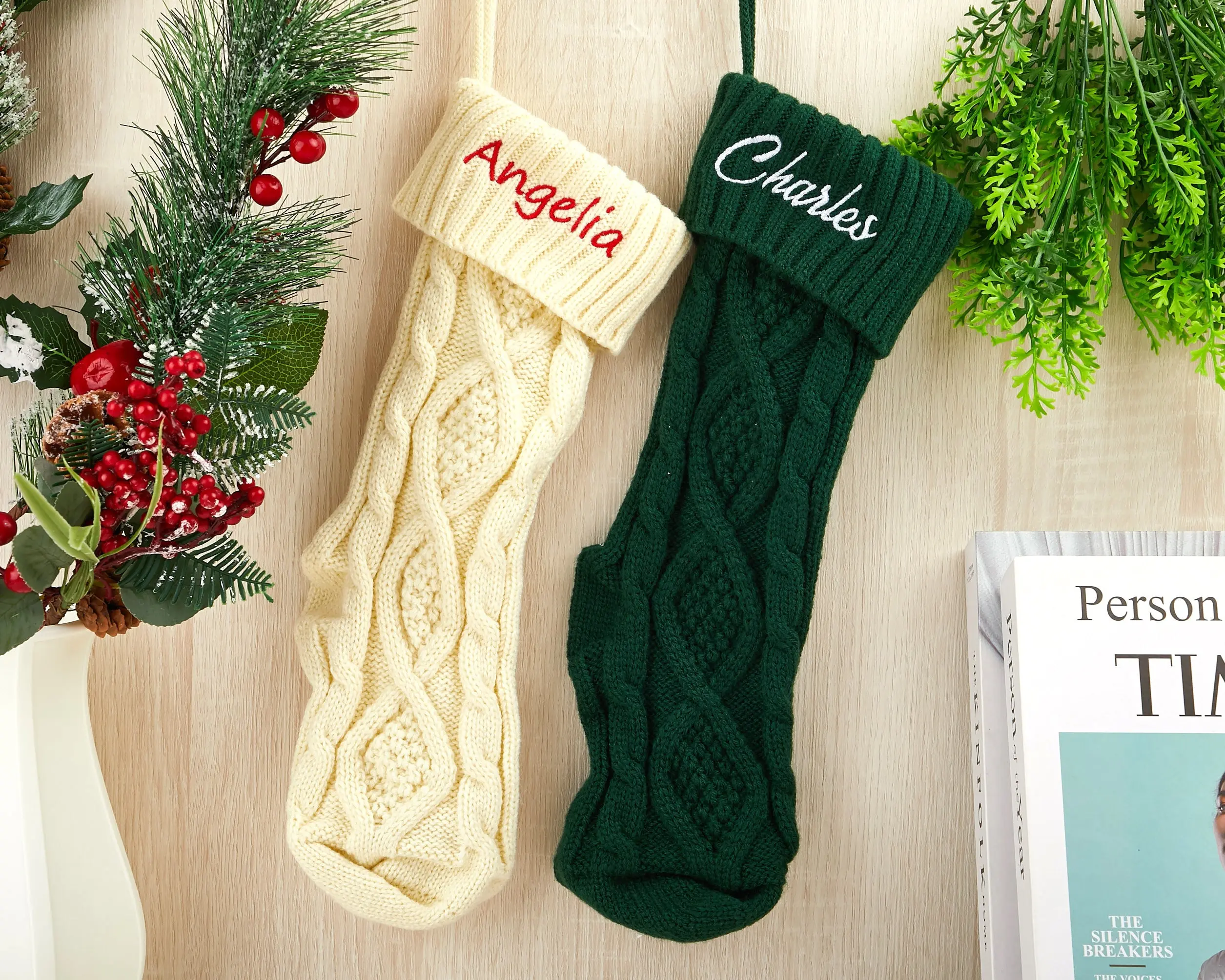 2024 Knitted Family Stockings Embroidered Christmas Stockingknitted Stockings With Name Family Stocking Setholiday Decor Gift Christmas