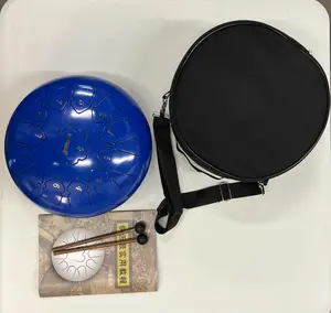 Steel tongue drum 12 inch, blue color, with mallets an soft bag