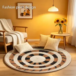 1 piece of 2D romantic circular pattern floor mat, suitable for bedroom bedside decoration, living room home decoration, balcony decoration, hotel decoration, entrance, kitchen, bathroom and other places, available all year round