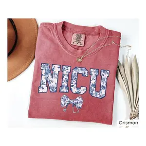 Nicu Nurse Shirt Comfort Colors® Toile Blue Floral Nicu TShirt, Neonatal Intensive Care Nurse T-Shirt Nicu Np Tshirt Nicu Nurse Gifts Grad Cotton Fabric Oversize Top