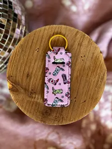 Cowgirl Boots Lip Balm Keychain