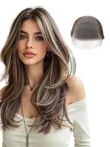 18 Inch Mixed Color Fiber Front Lace Wig, Natural Layered Wavy Hair, 13x6 Lace Area, Holiday Ready, Medium Length, No Bangs, Synthetic Lace Wig