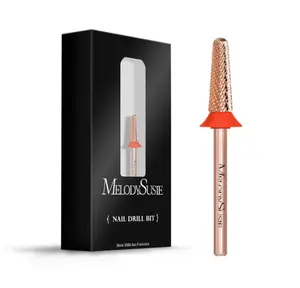 MelodySusie Cone Shape Nail Drill Bits, 3/32'' Carbide Tungsten Bits, Suitable for Manicure Pedicure Cuticle Gel Polishing, Beginners Bits, Rose Gold, Series Bit-S, Fine
