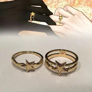 Game The Freak Circus Pierrot Cosplay Ring Star Metal Couple Wedding Rings Jewelry Accessories