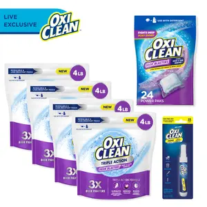 OxiClean LIVE Triple Action Odor Blasters Laundry Powder, 4lb + Odor Blasters Power Paks 24ct