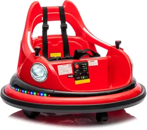 12V Bumper Car for Kids, Bumper Car for Toddlers W/Remote Control, Electric Ride On Car with LED Lights & 360 Degree Spin, Bluetooth, Anti-Collision Padding, Safety Belt, DIY Stickers,Red Trike