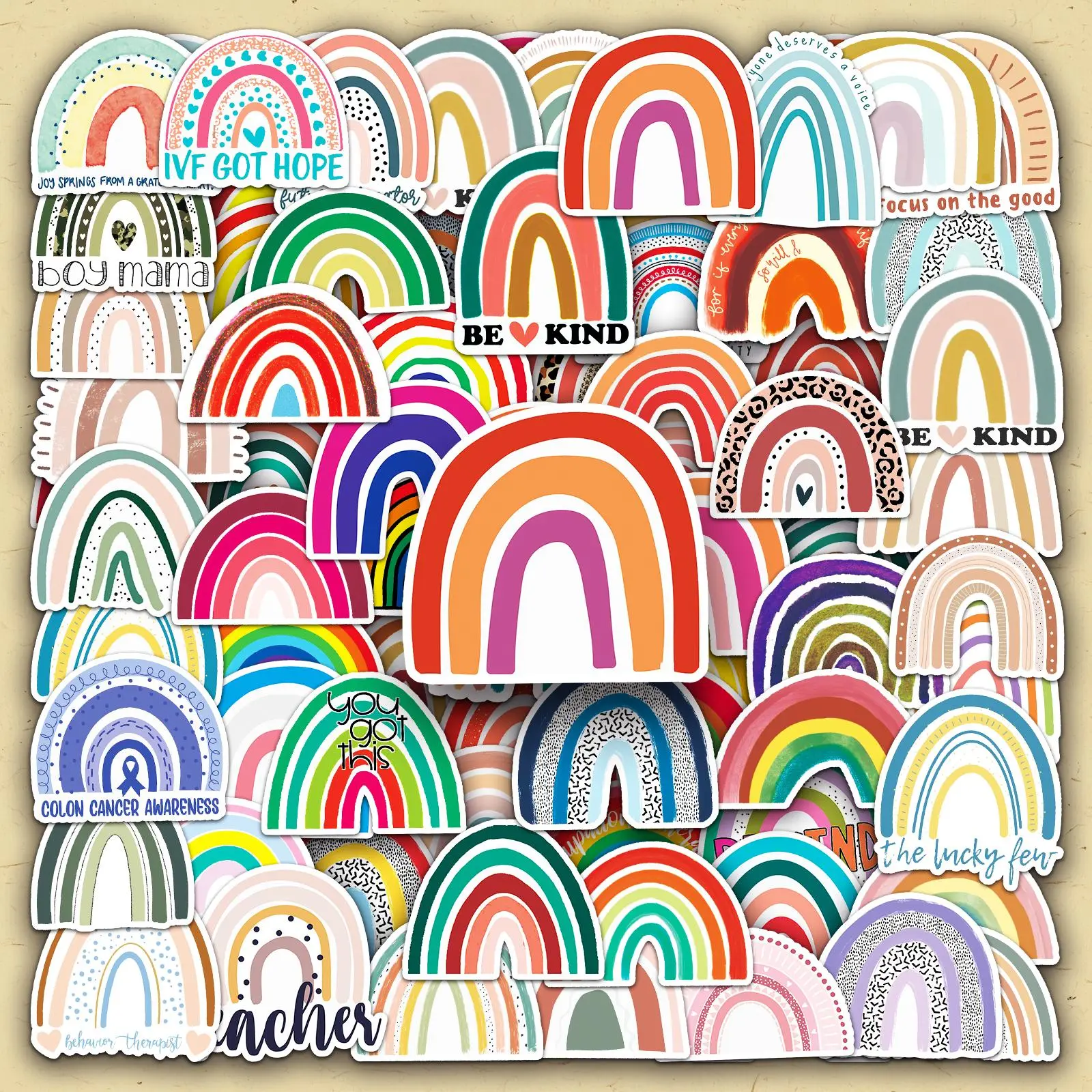 Rainbow Bridge Pattern Sticker, 100pcs/set Colorful Self Adhesive Decorative Stickers, DIY Decals for Water Bottle, Laptop, Phone Case, Scrapbooking, Decoration Sticker