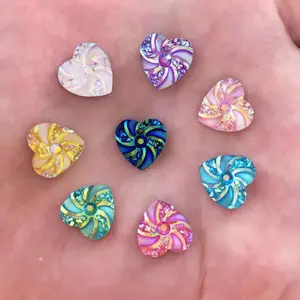 30pcs AB Resin 12mm Heart Whirlwind Flat back Sparkly Rhinestone Scrapbook Wedding Applique DIY Jewelry Earrings Ornament Crafts Accessories Jewelry Making Supplies Rhinestone Sparkle
