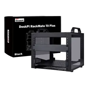 52Pi DeskPi RackMate T0 Plus, 10 inch 4U Mini Server Cabinet for for Servers, Network, A/V Equipment, 10.23 inch Depth (Black)