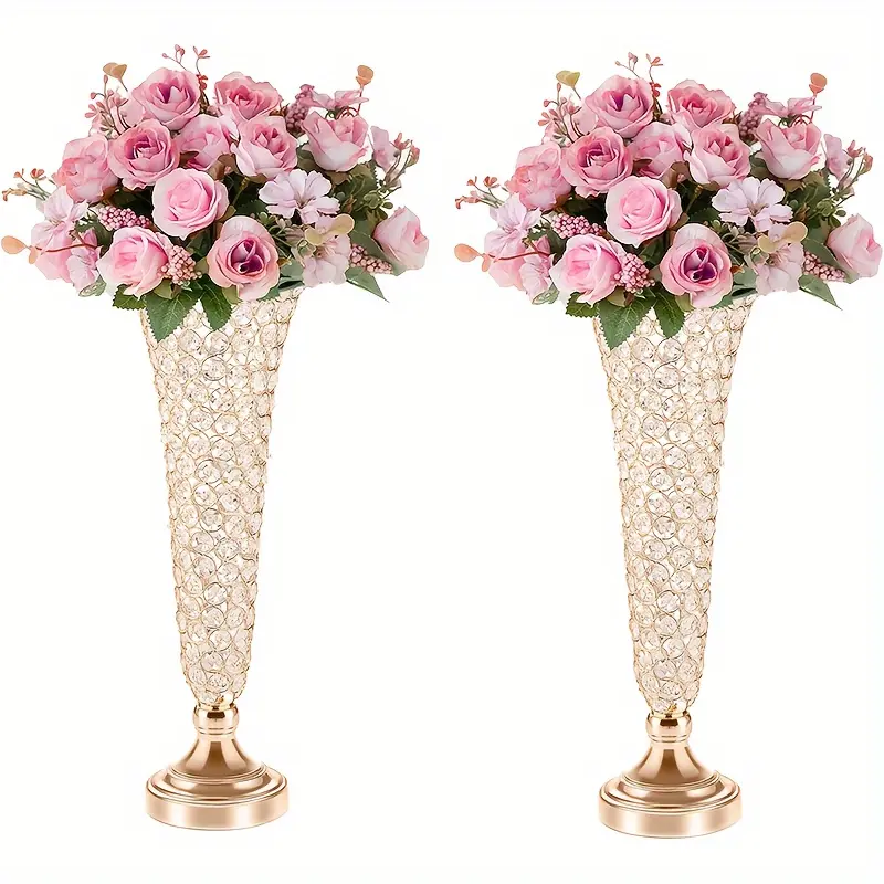 2 Pieces Crystal Vase 20 Inch Tall For Dining Table Centerpiece Wedding Anniversary Birthday Home Decor