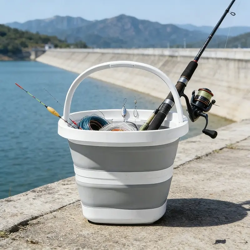 Handheld Thick Folding Fishing Bucket Storage Bucket Dirty Clothes Bucket Dormitory Home Car Travel Outdoor Camping Suitable Multi functional Large Capacity Portable No Space Occupation